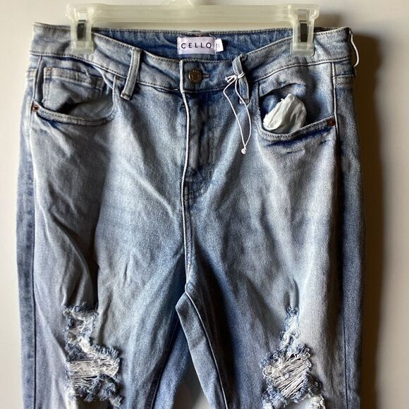 Cello Jeans Women's‎ Juniors High Rise Ripped Denim Bell Bottom Flares - Picture 6 of 9